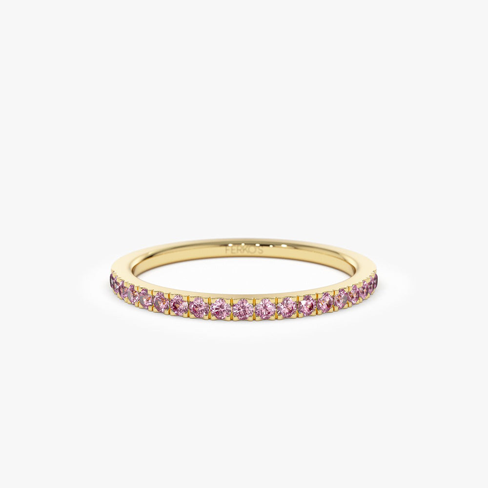 OBFJ2072 - 14k Half Eternity Pink Sapphire Ring 1