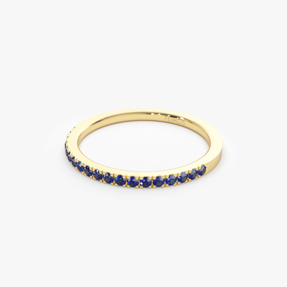 OBFJ2071 - 14k Half Eternity Blue Sapphire Ring 10