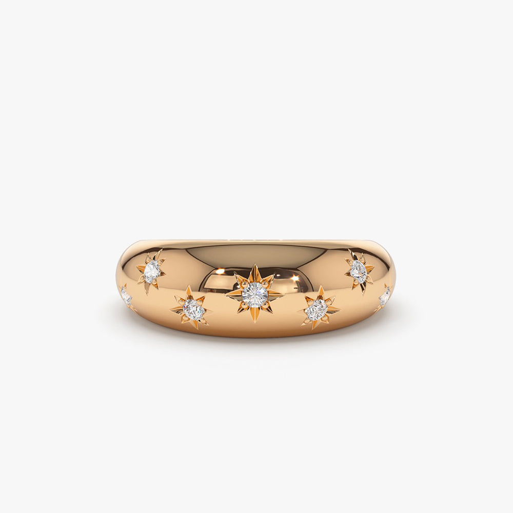 OBFJ2060 - 14k 6MM Dome Star Setting Diamond Ring 6