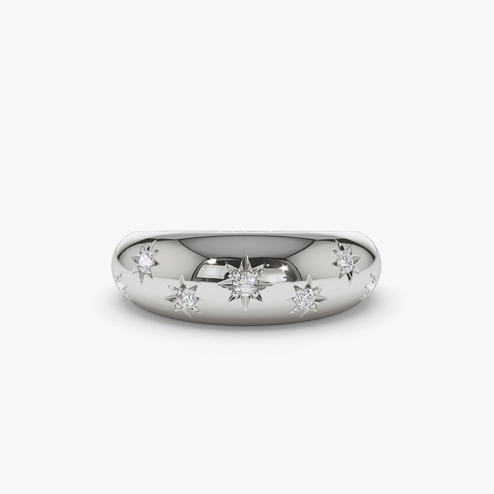 OBFJ2060 - 14k 6MM Dome Star Setting Diamond Ring 7