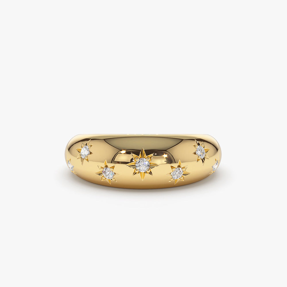 OBFJ2060 - 14k 6MM Dome Star Setting Diamond Ring 1