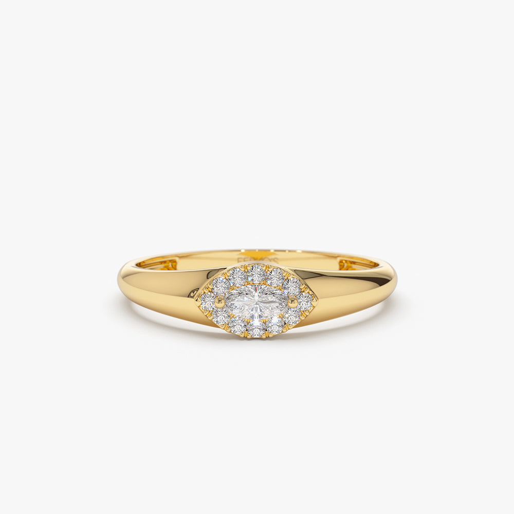 OBFJ2153 - 14K Marquise Diamond in Halo Setting Ring 1
