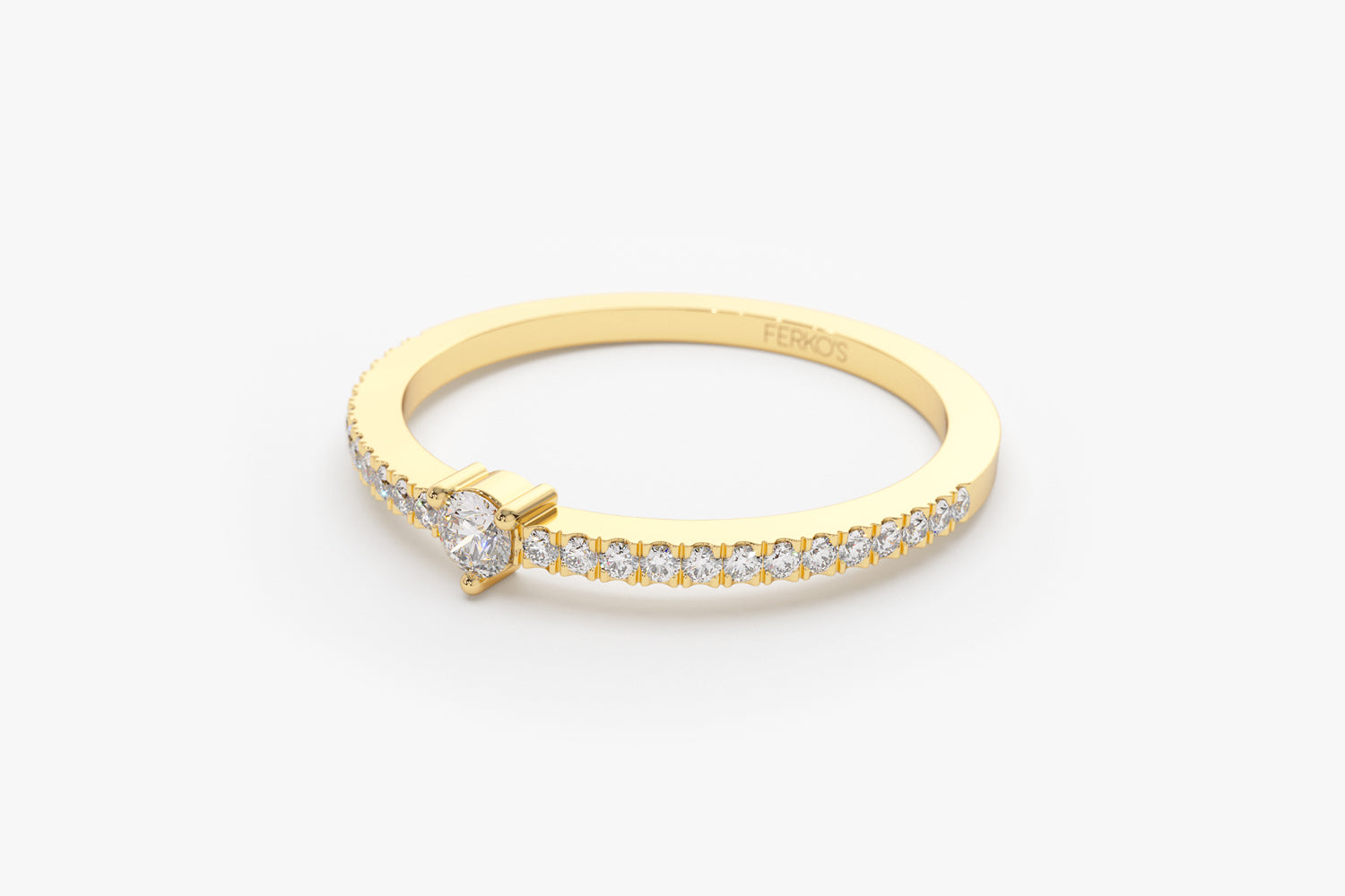 OBFJ2100 - 14k Minimalist Pave Diamond Stacking Ring 9