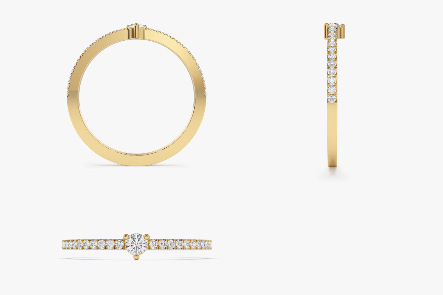 OBFJ2100 - 14k Minimalist Pave Diamond Stacking Ring 10
