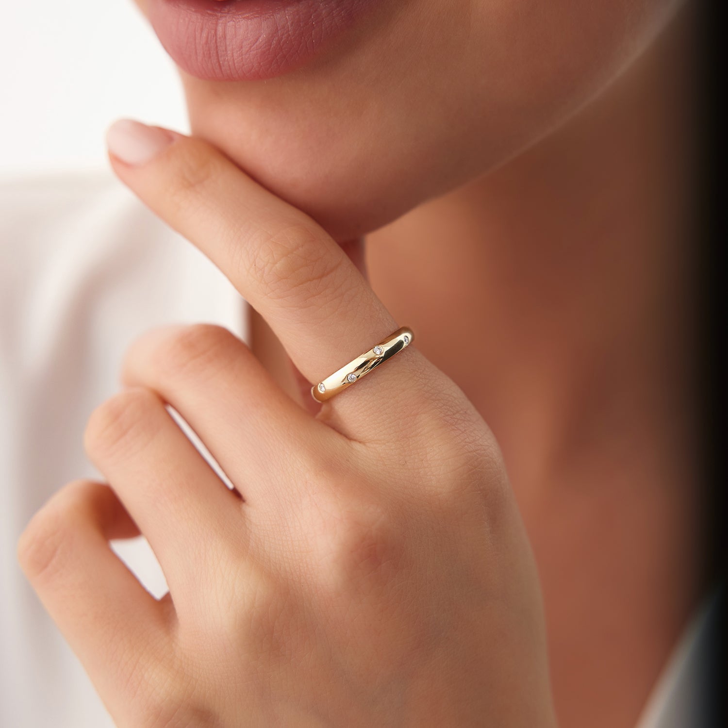 OBFJ2171 - 14k 3MM Dome Burnish Setting Women's Wedding Ring 4