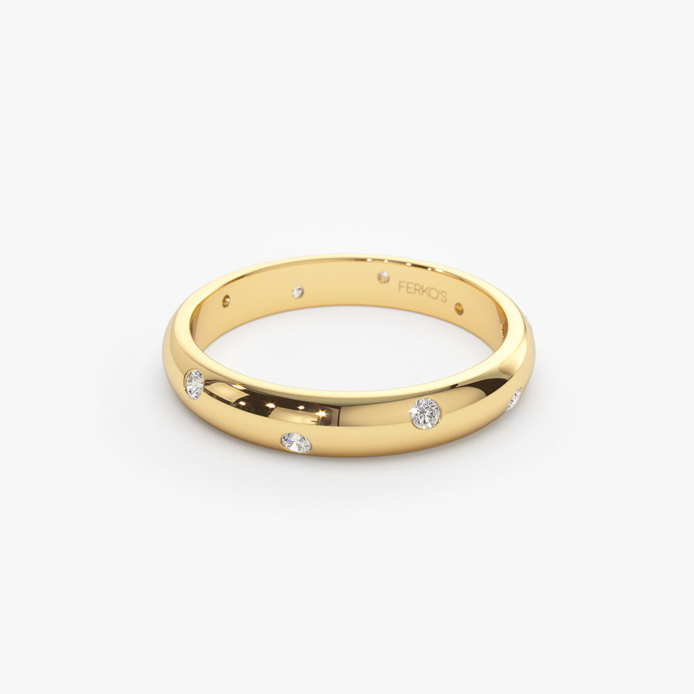 OBFJ2171 - 14k 3MM Dome Burnish Setting Women's Wedding Ring 7