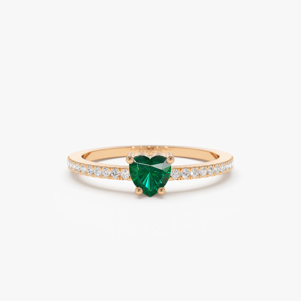OBFJ2181 - 14k Heart-Shaped Emerald Ring 6