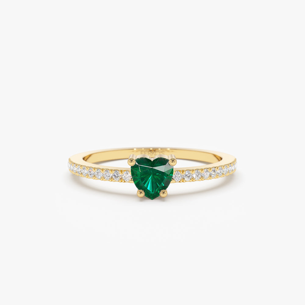 OBFJ2181 - 14k Heart-Shaped Emerald Ring 1