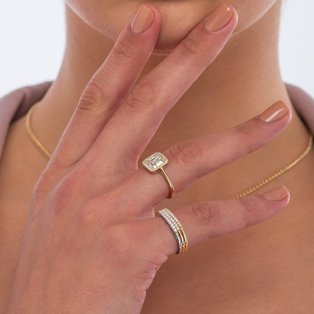OBFJ2273 - 14k Pave Diamond Bar Ring 4