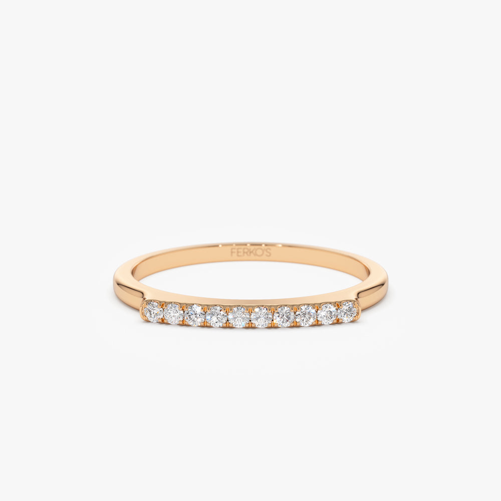 OBFJ2273 - 14k Pave Diamond Bar Ring 6