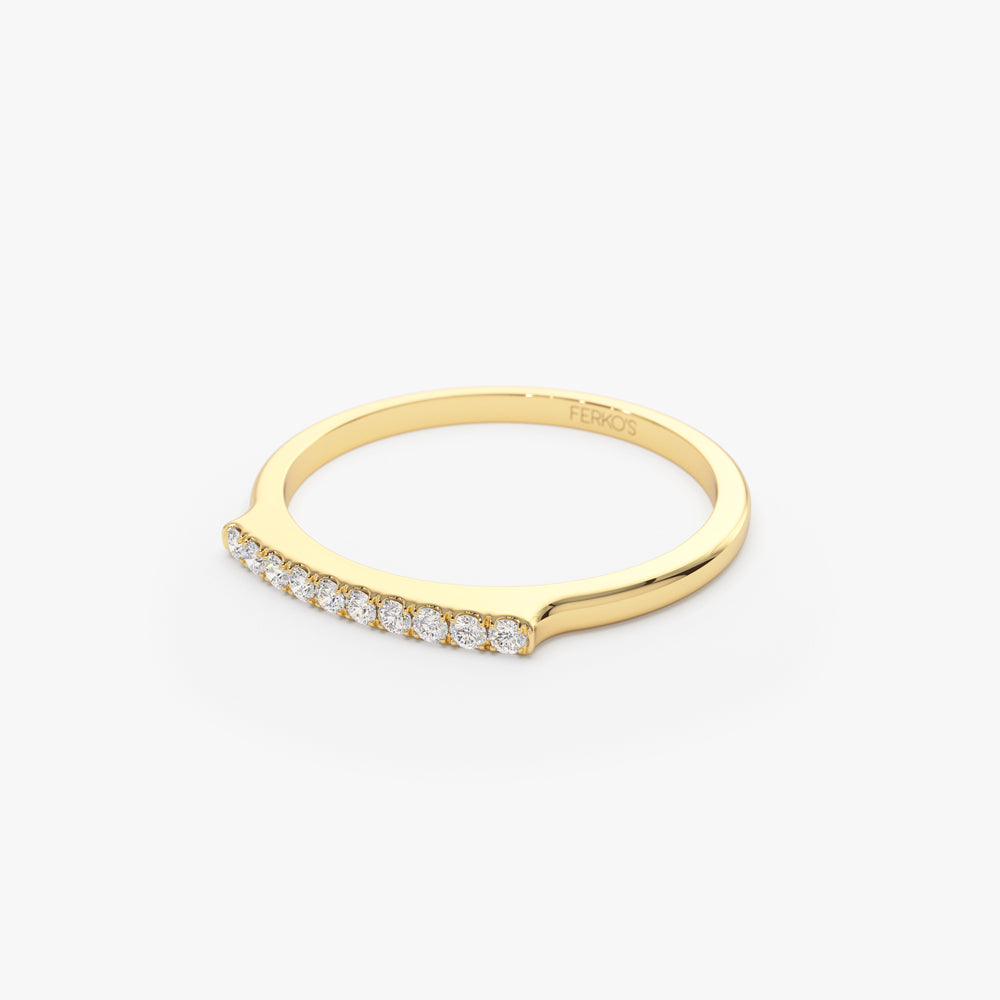 OBFJ2273 - 14k Pave Diamond Bar Ring 8