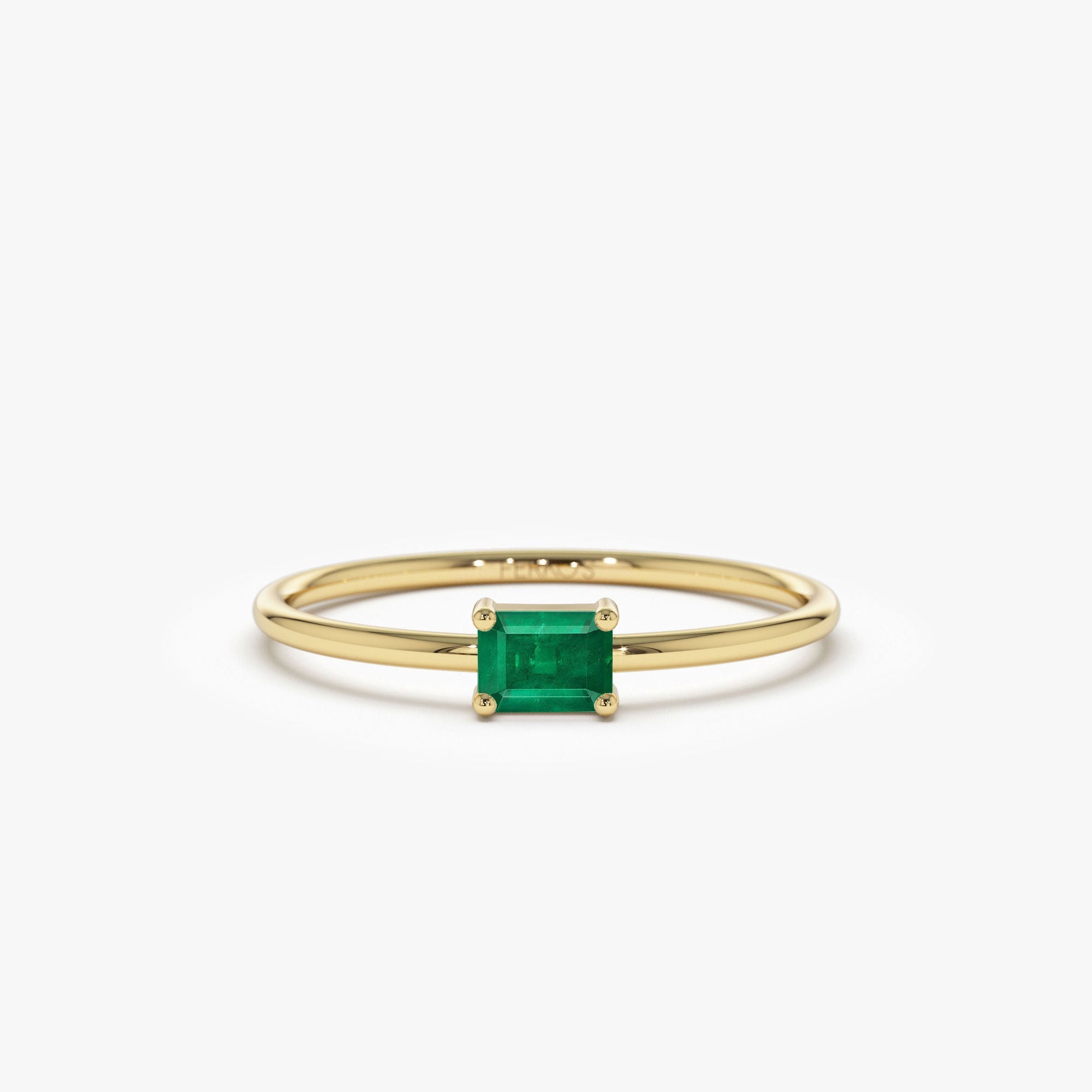OBFJ1086 - 14k Octagon Cut Emerald Ring 1