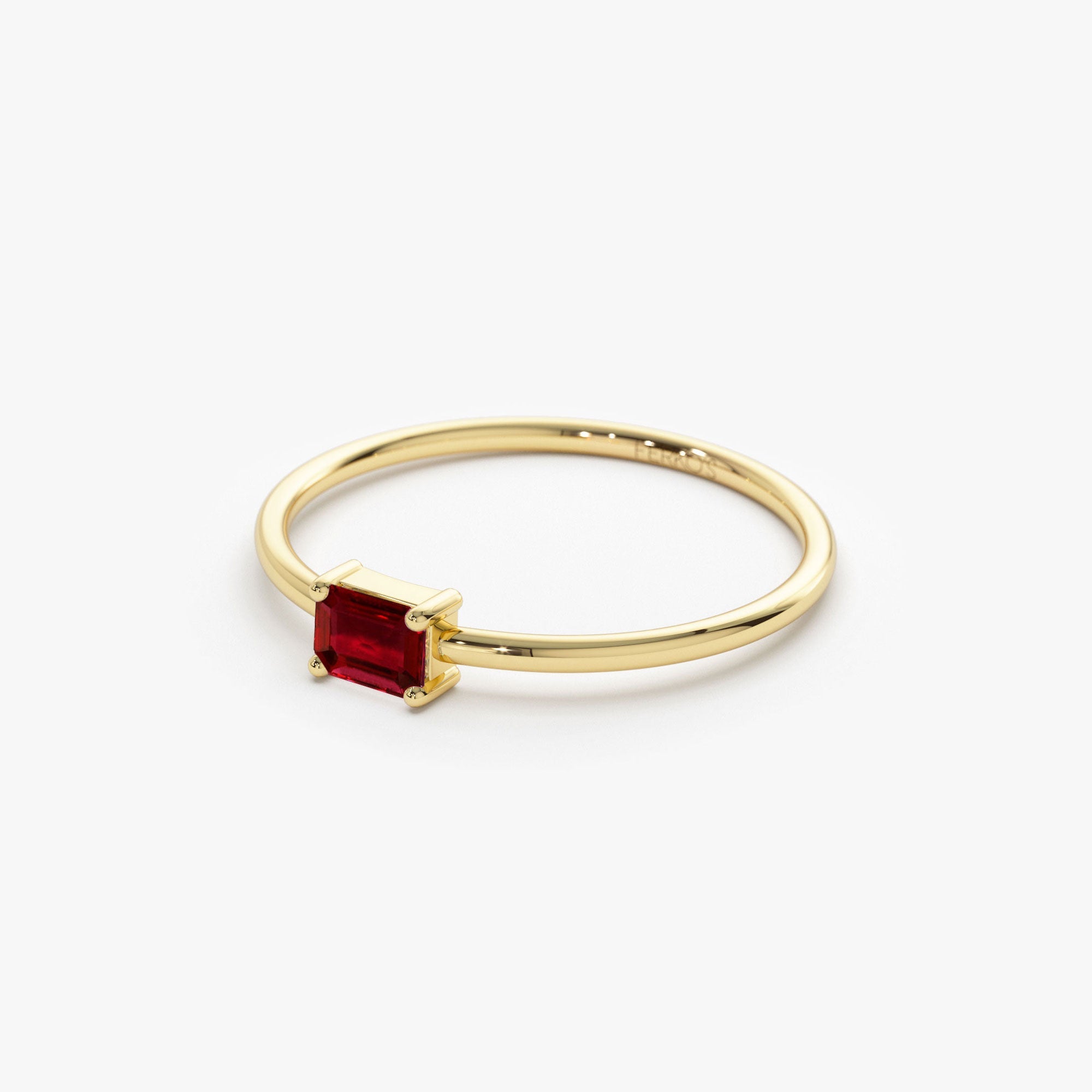 OBFJ1087 - 14k Octagon Cut Ruby Ring 9