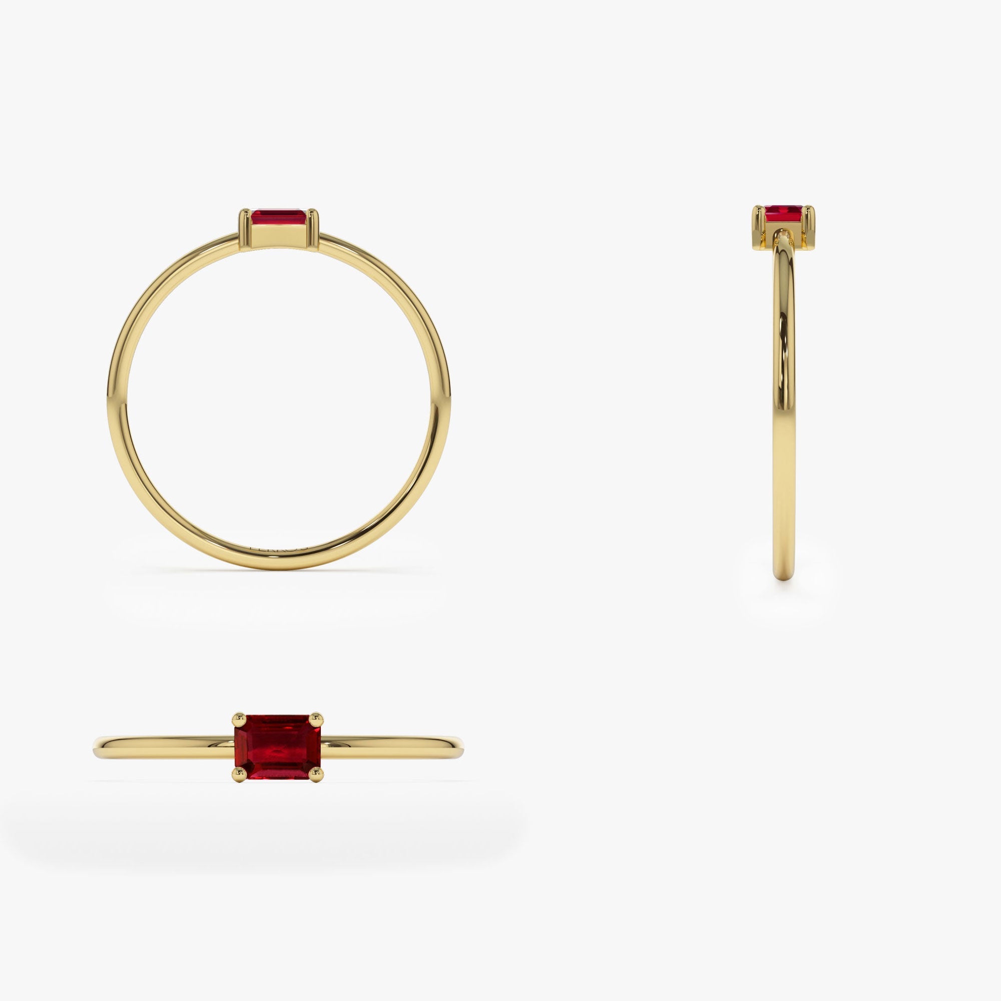 OBFJ1087 - 14k Octagon Cut Ruby Ring 8