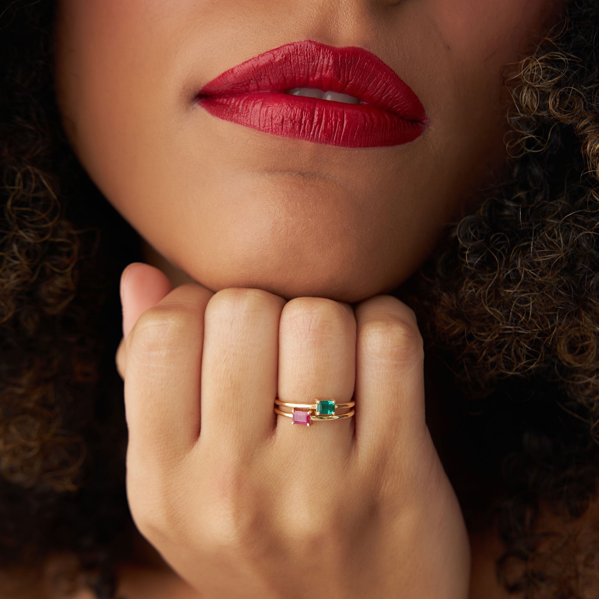 OBFJ1087 - 14k Octagon Cut Ruby Ring 5