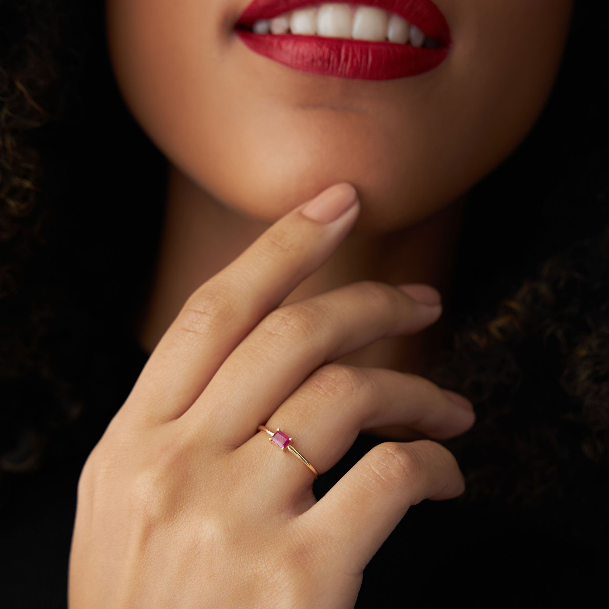 OBFJ1087 - 14k Octagon Cut Ruby Ring 2