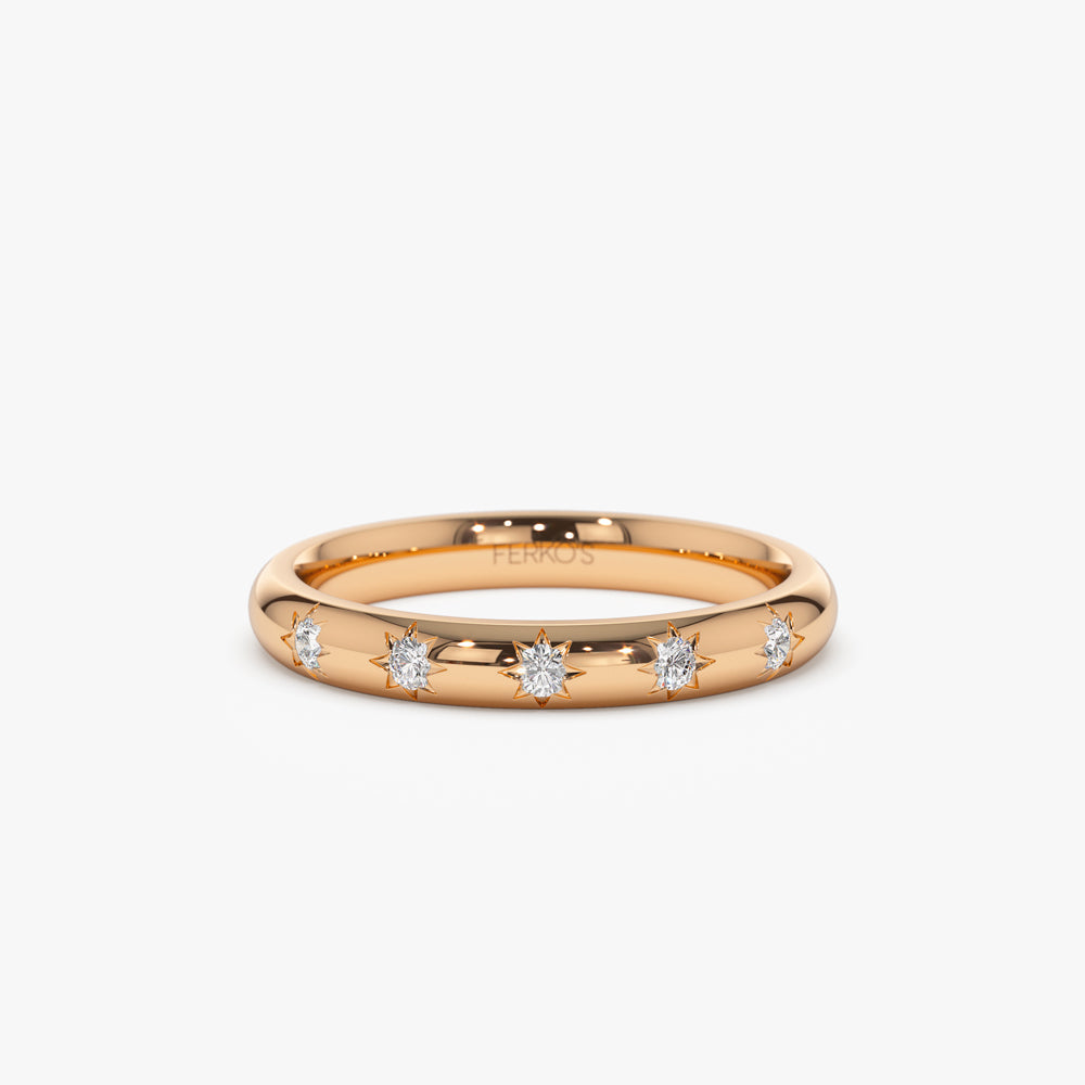 OBFJ2254 - 14k Star Setting 5 Stone Diamond Ring 6