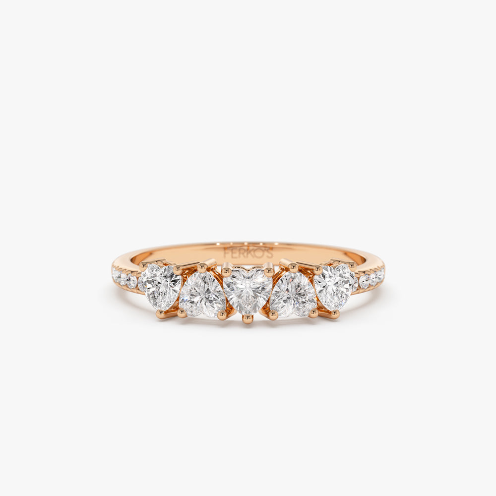 OBFJ1500 - 14k Heart Shaped Diamond Ring w/ Pave Diamonds 4