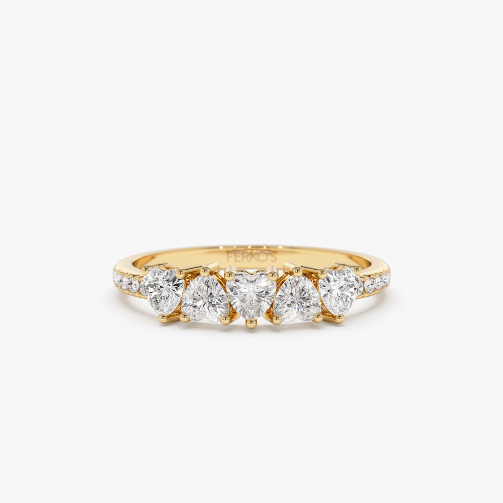 OBFJ1500 - 14k Heart Shaped Diamond Ring w/ Pave Diamonds 1