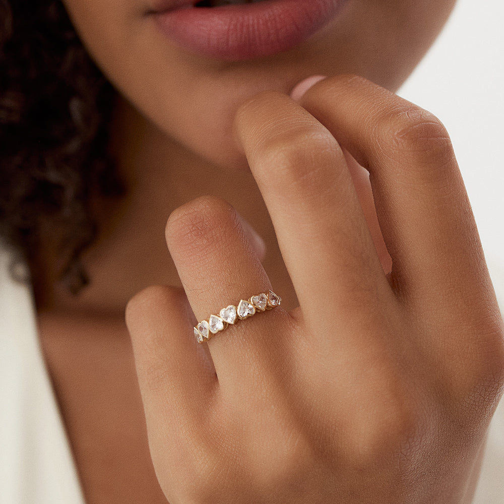 OBFJ1502 - 14k Heart Shape Up Down Bezel Setting Diamond Ring 2