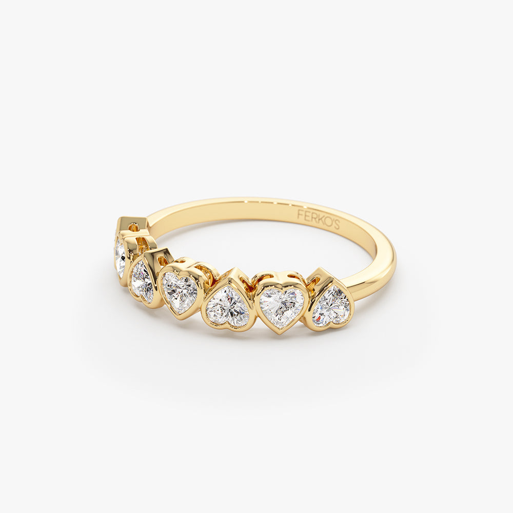 OBFJ1502 - 14k Heart Shape Up Down Bezel Setting Diamond Ring 7