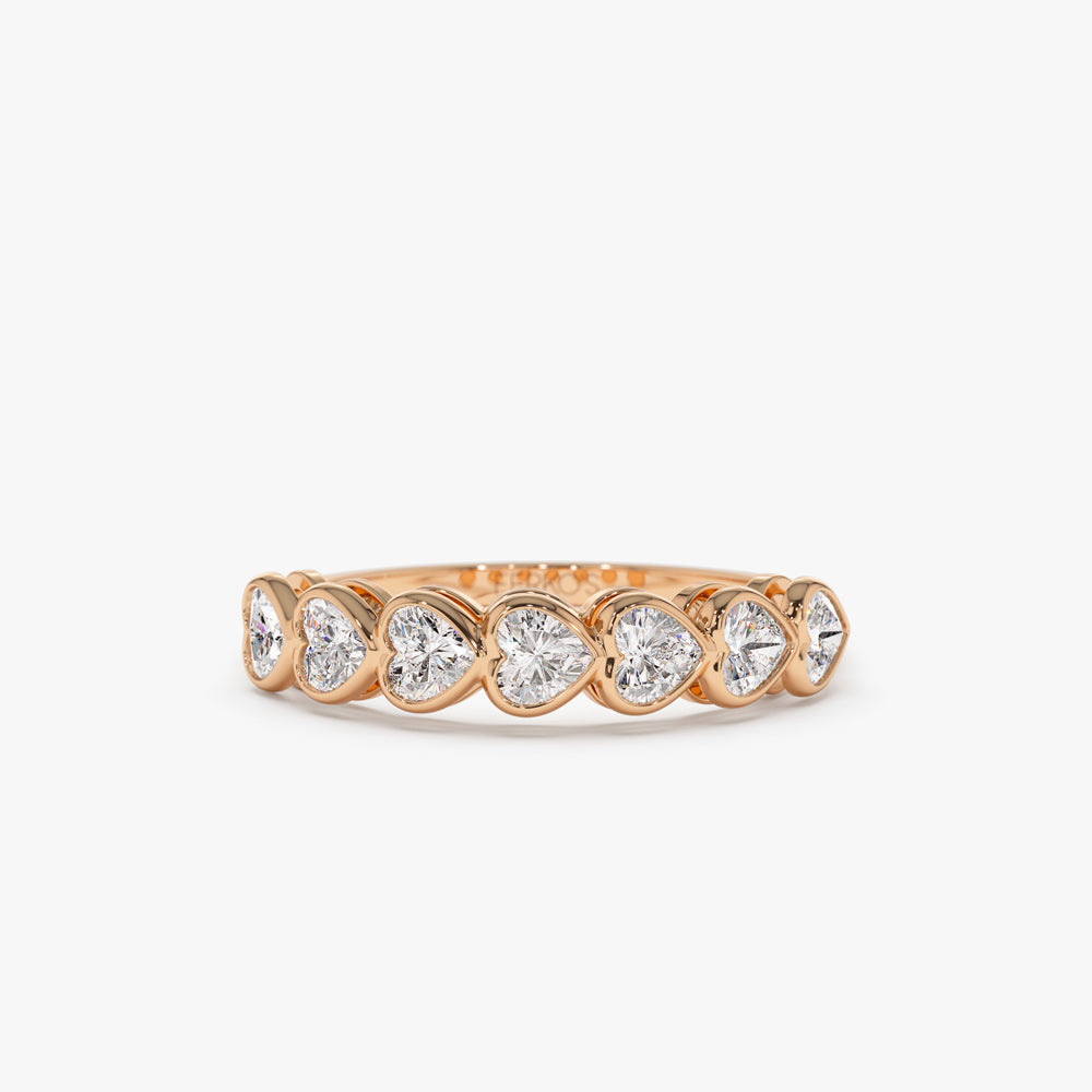 OBFJ1488 - 14k Heart Shape Horizontal Bezel Setting Diamond Ring 3