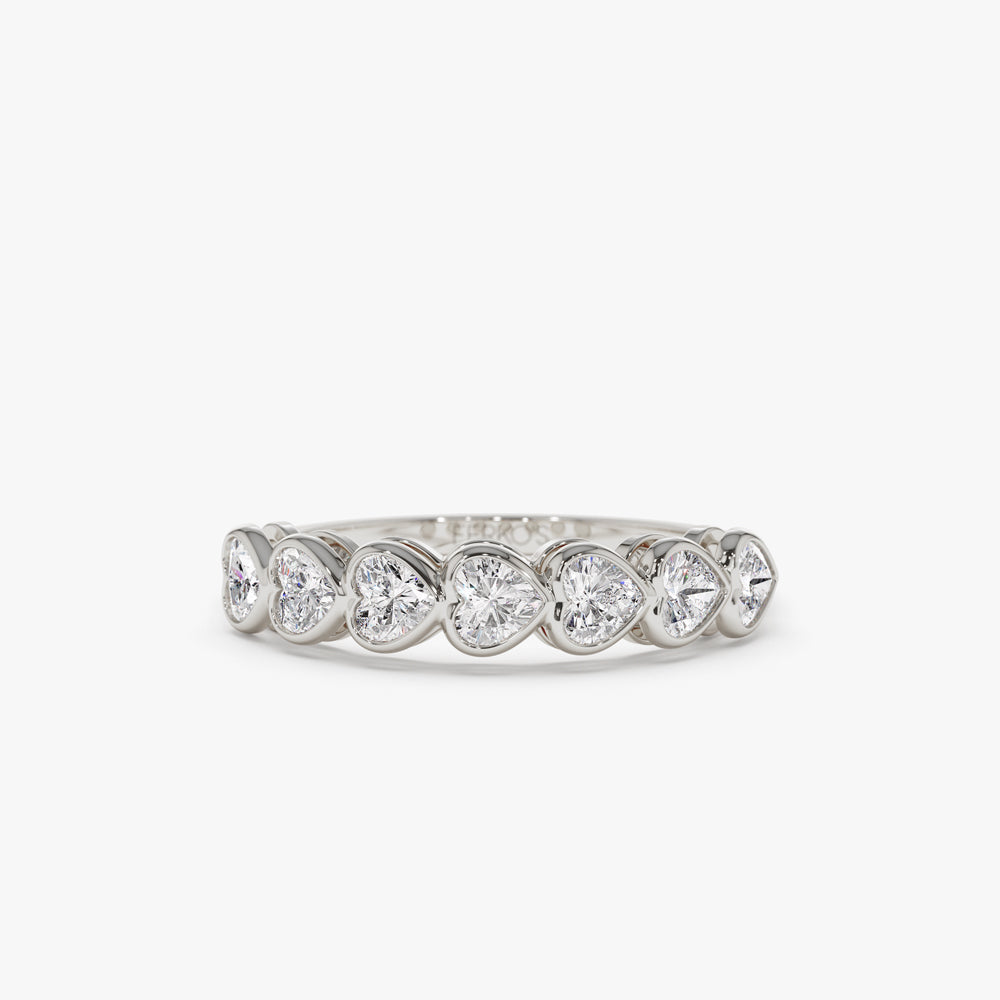OBFJ1488 - 14k Heart Shape Horizontal Bezel Setting Diamond Ring 4