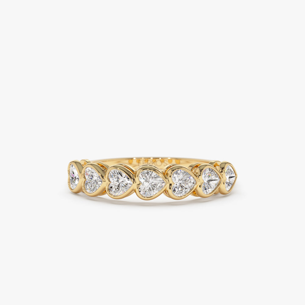 OBFJ1488 - 14k Heart Shape Horizontal Bezel Setting Diamond Ring 1