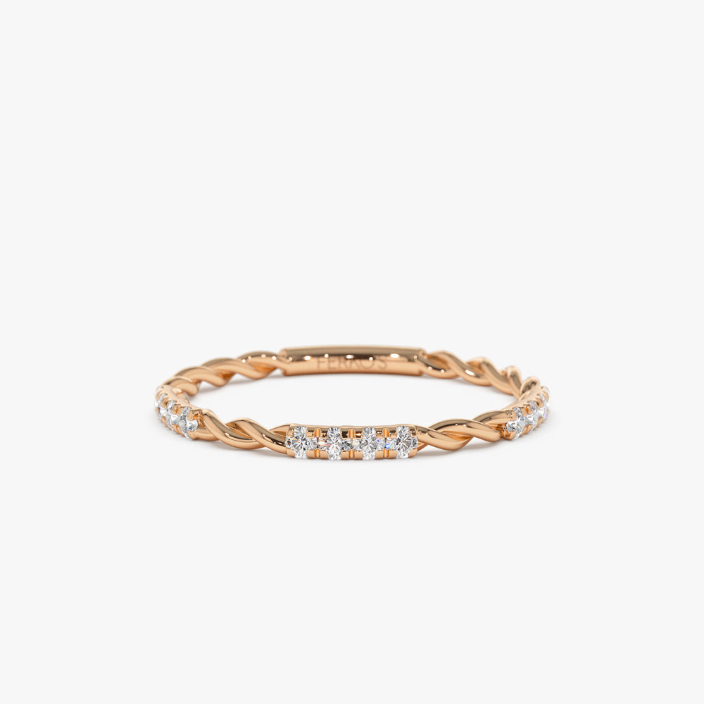 OBFJ1348 - 14k Twisted Rope 3/4 Eternity Diamond Ring 5