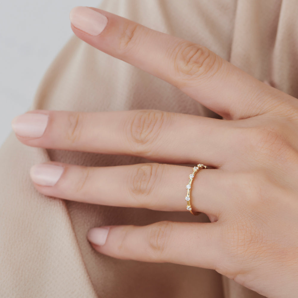 OBFJ1530 - 14K Half Eternity Minimalist Diamond Wedding Ring 4