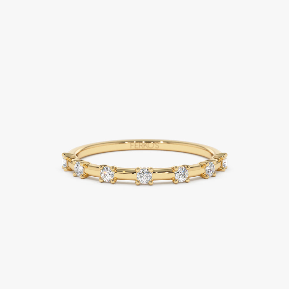 OBFJ1530 - 14K Half Eternity Minimalist Diamond Wedding Ring 1