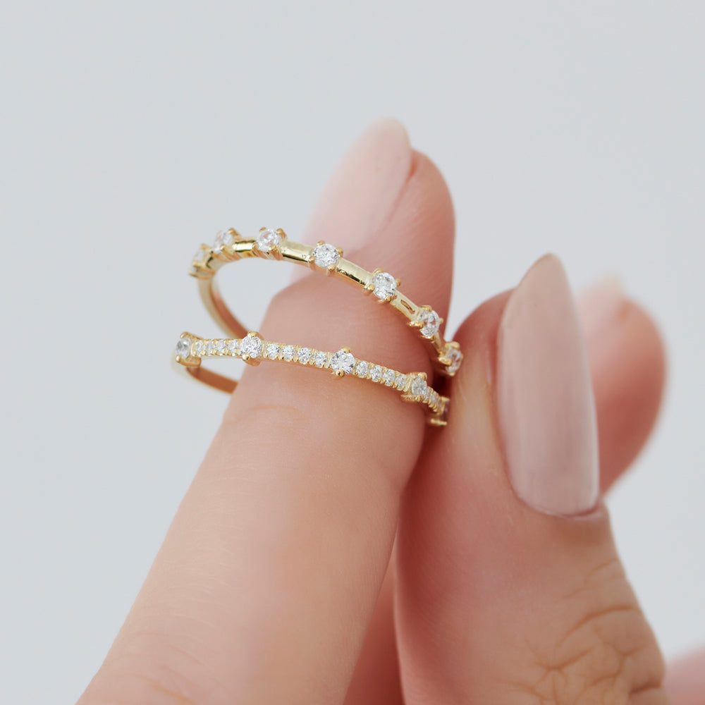 OBFJ1533 - 14k Dainty Stacking Diamond Wedding Band 3