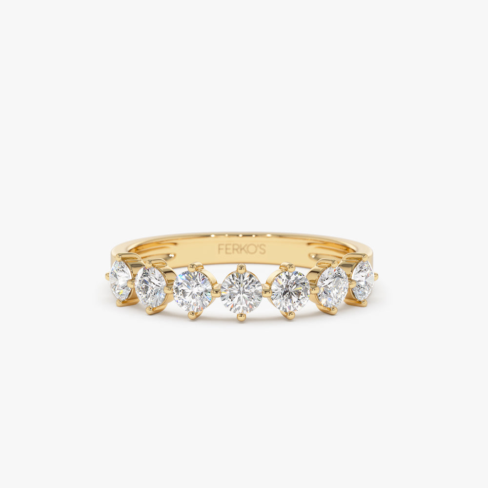 OBFJ1484 - 14k 7 Stone Prong Setting Diamond Wedding Band 0.70 Ctw 1