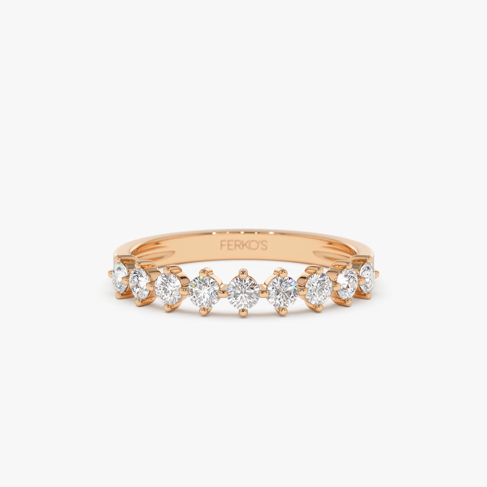 OBFJ0329 - 0.50 ctw 14k Nine Stone Prong Setting Lab Grown Round Diamond Ring - Rania 7