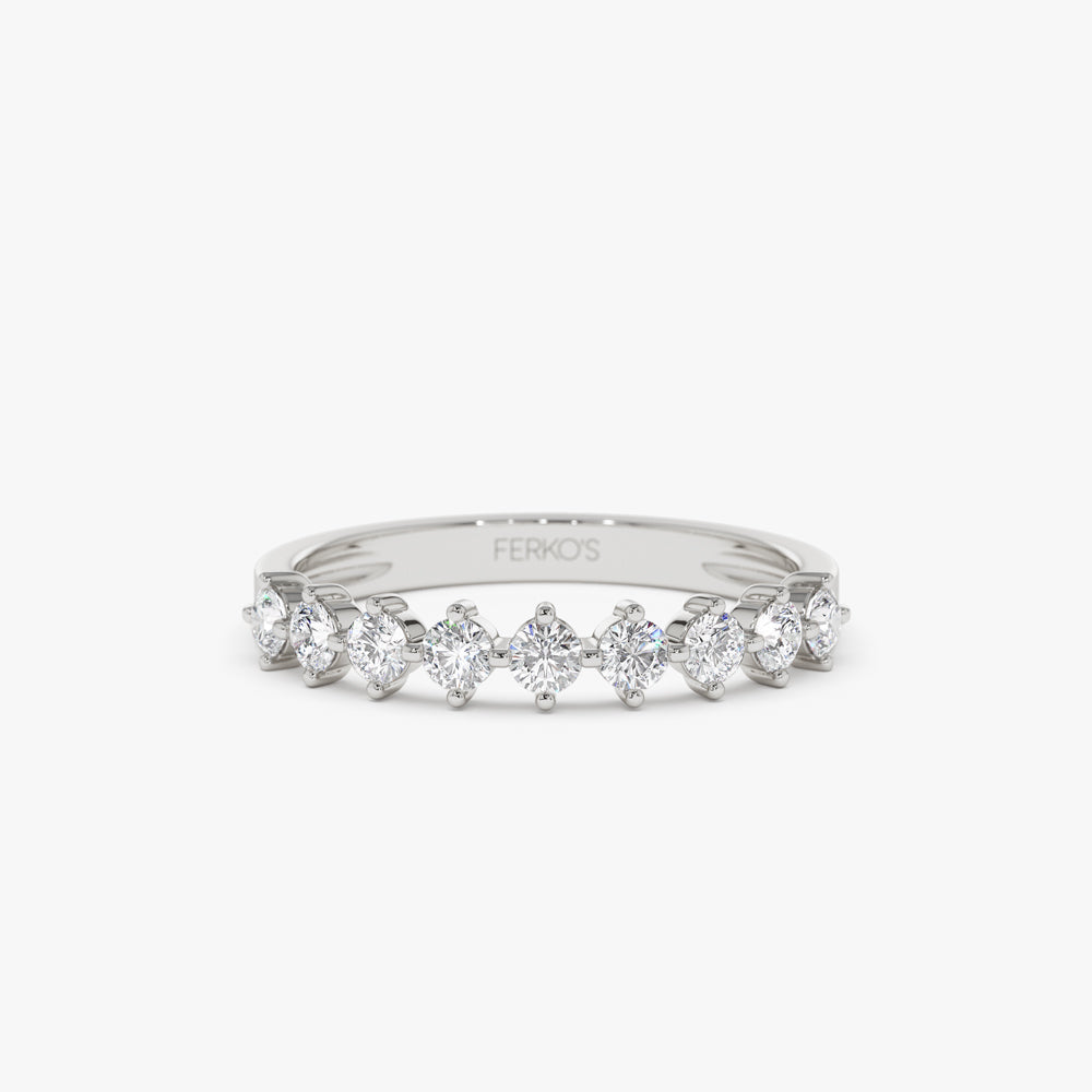 OBFJ0329 - 0.50 ctw 14k Nine Stone Prong Setting Lab Grown Round Diamond Ring - Rania 6