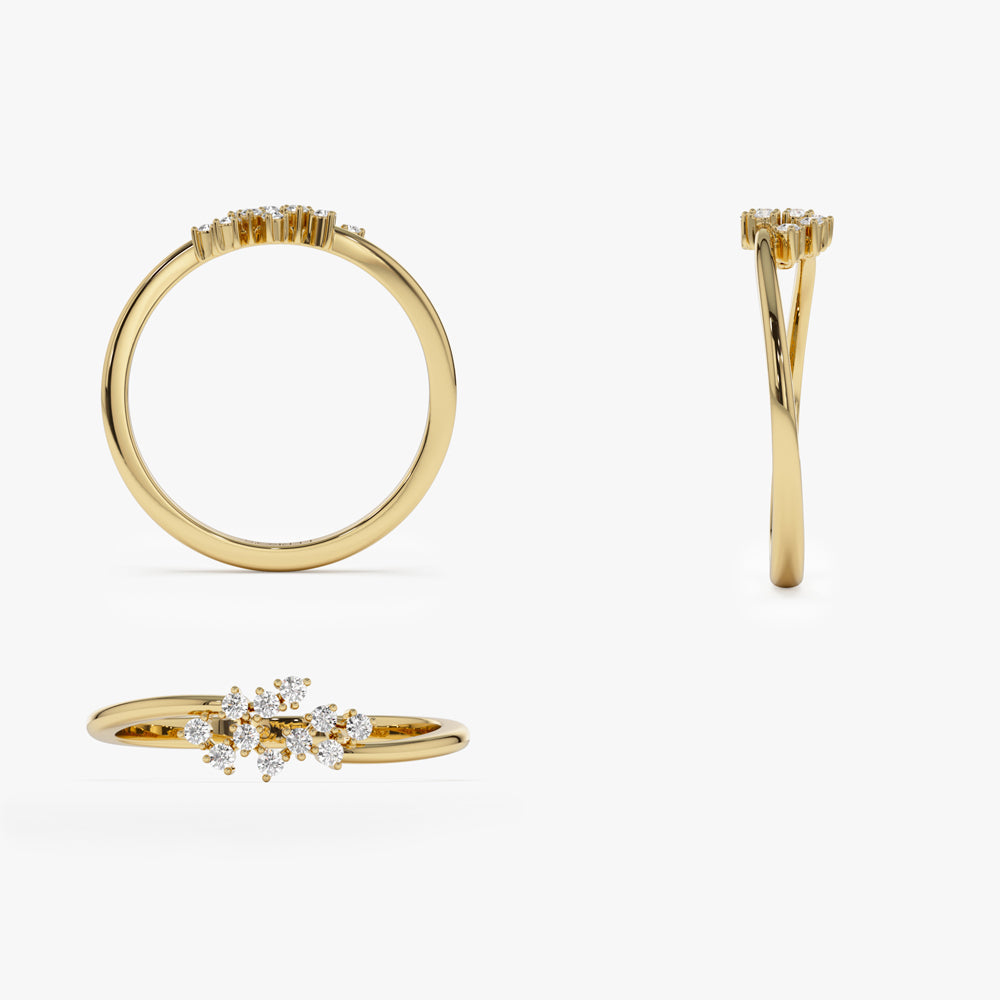 OBFJ1504 - 14k Mini Cluster Diamond Ring 8