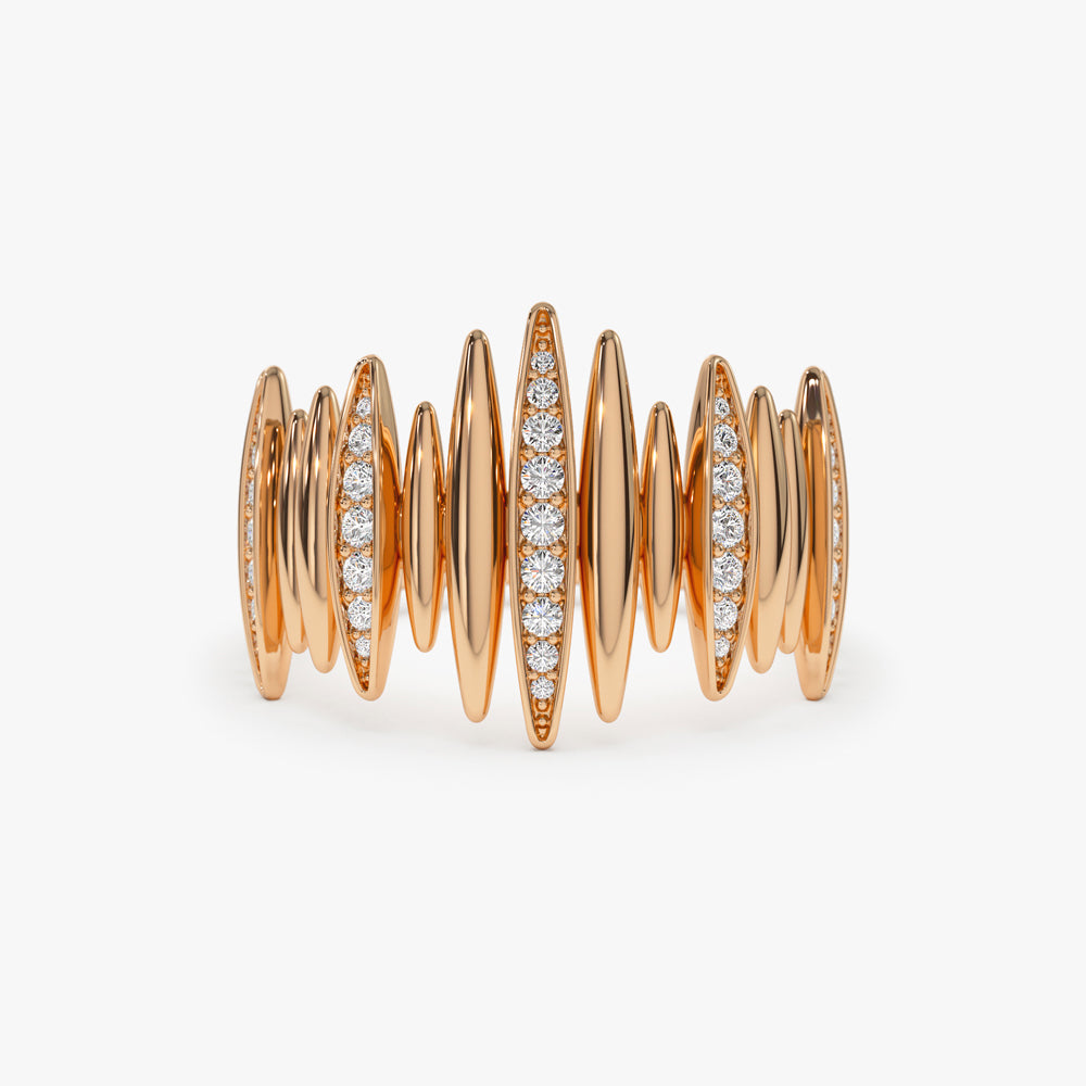 OBFJ1439 - 14k Unique Diamond Spike Ring 5