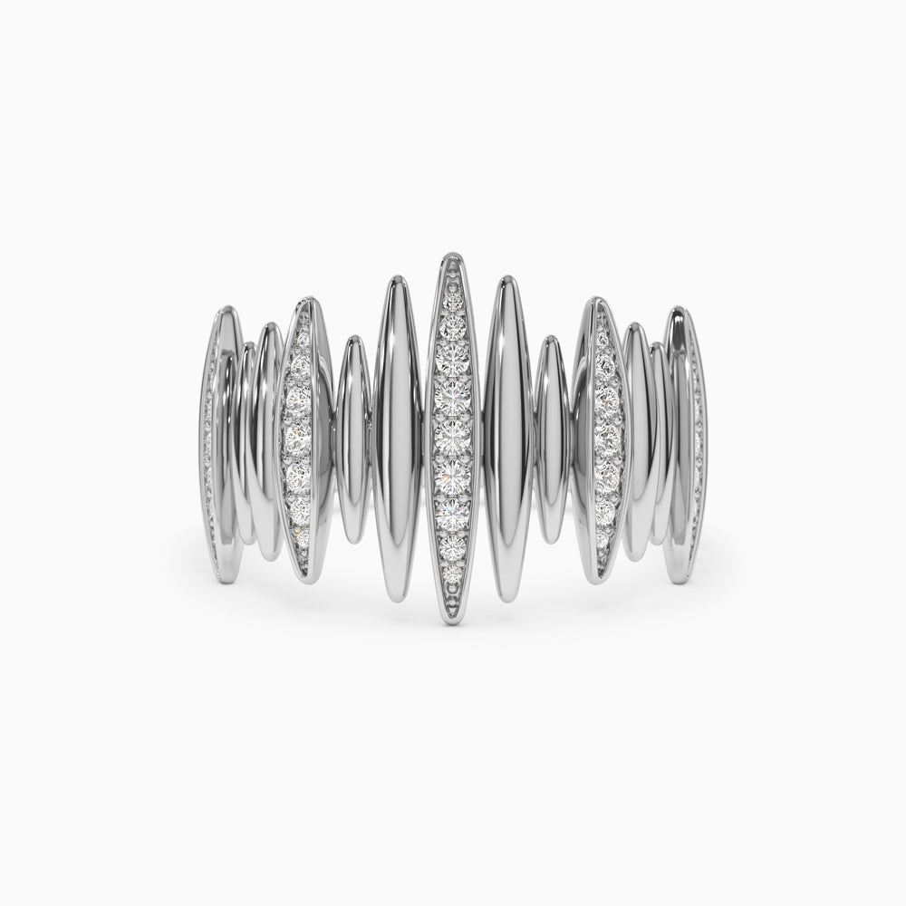 OBFJ1439 - 14k Unique Diamond Spike Ring 6