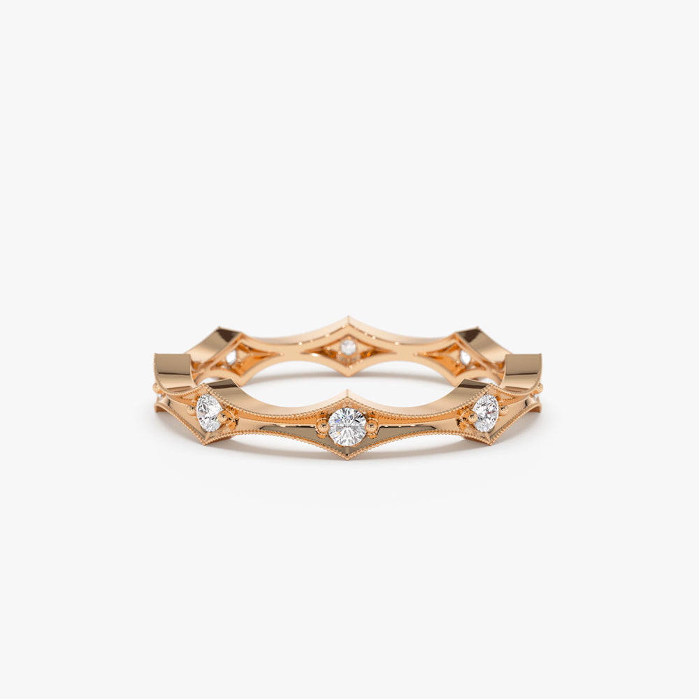 OBFJ1480 - 14k Stackable Arte Deco Diamond Wedding Band 5