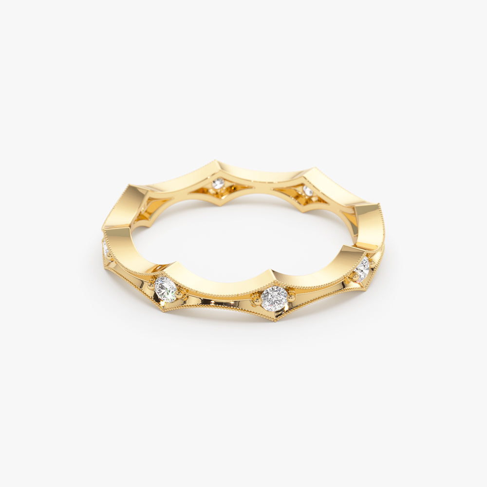 OBFJ1480 - 14k Stackable Arte Deco Diamond Wedding Band 7