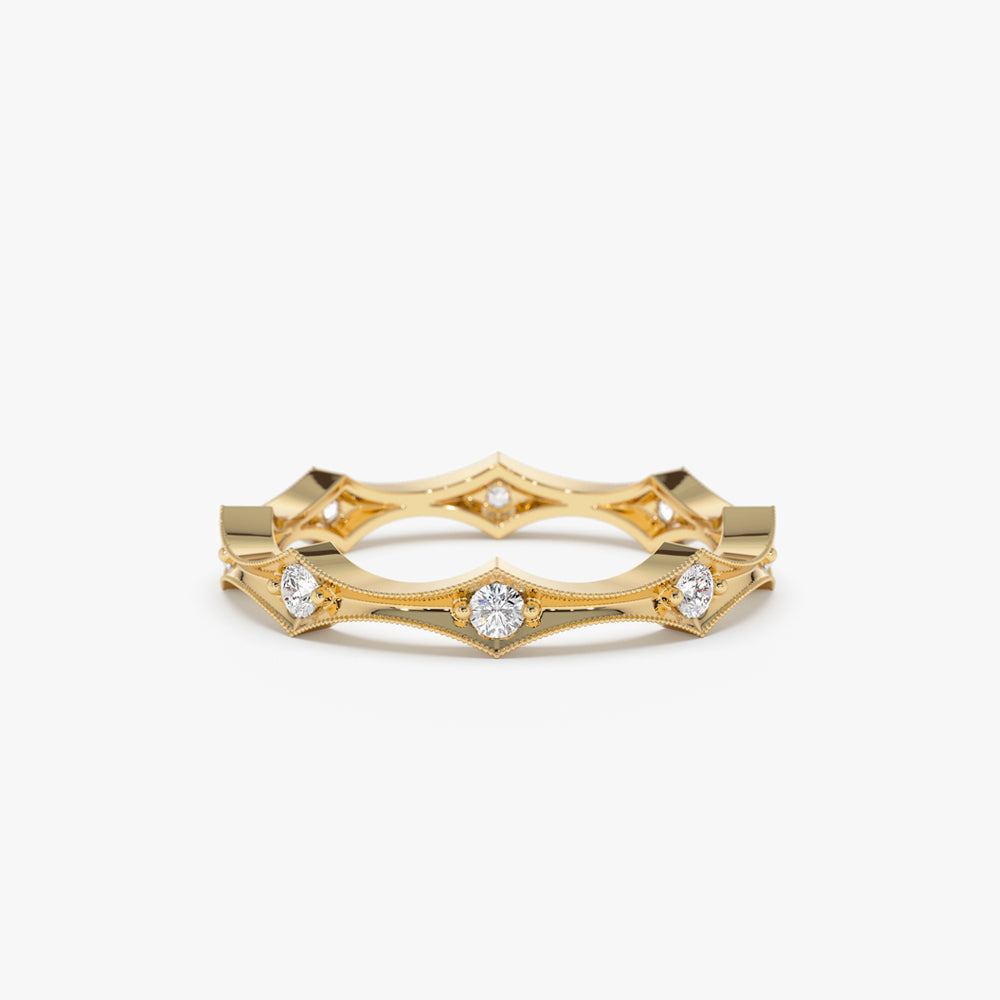 OBFJ1480 - 14k Stackable Arte Deco Diamond Wedding Band 1