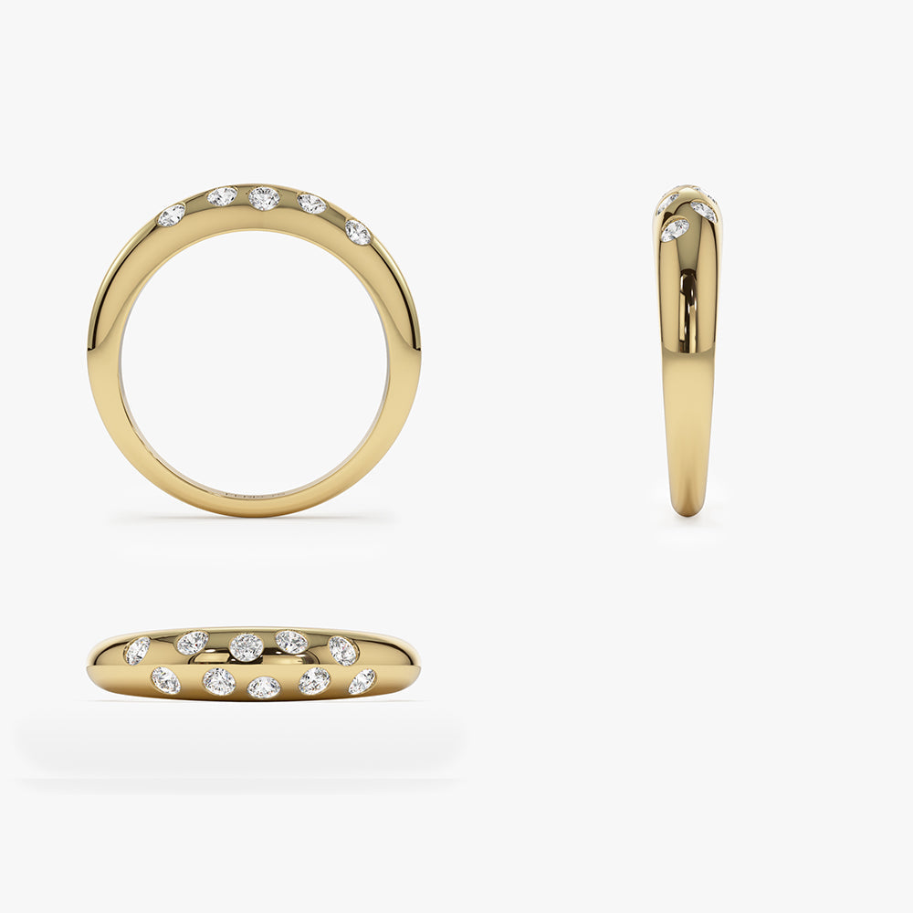 OBFJ1495 - 14k Dome Zig Zag Flush Diamond Ring 8