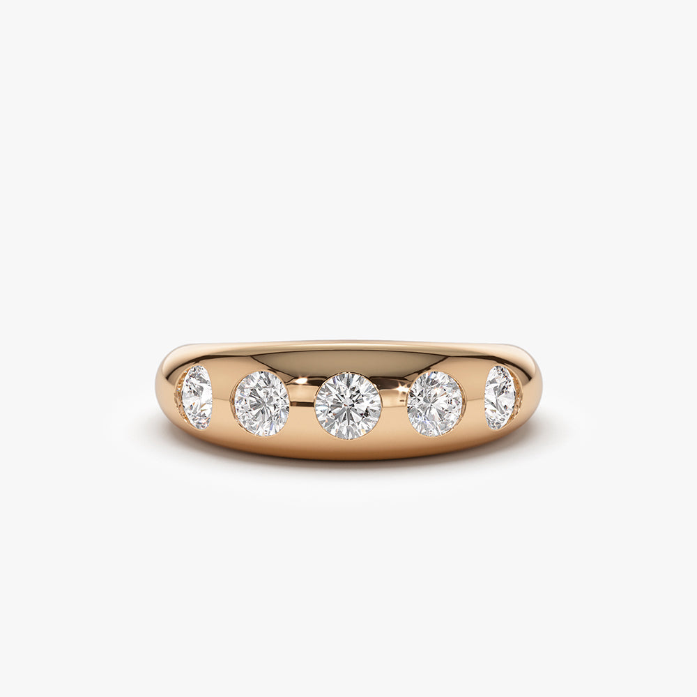 OBFJ1496 - 14k Dome Chunky Statement Diamond Ring 3