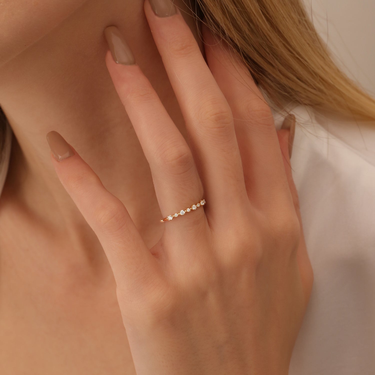 OBFJ1458 - 14k 4 Prong Petite Natural Diamond Ring 2
