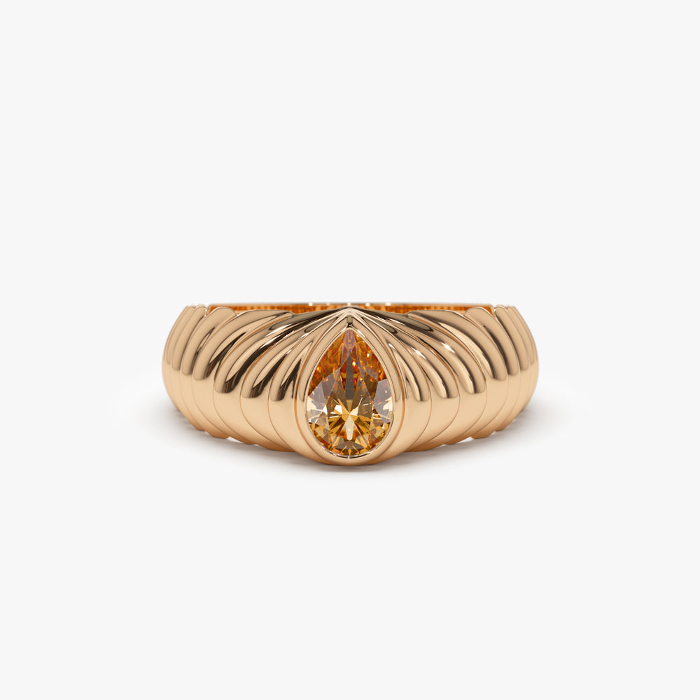 OBFJ1451 - 14k Pear Shape Citrine Beveled Ring 6