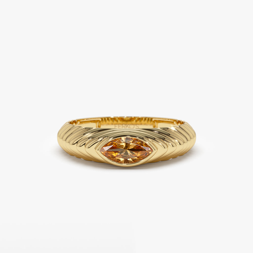 OBFJ1435 - 14k Marquise Shape Citrine Beveled Ring 1