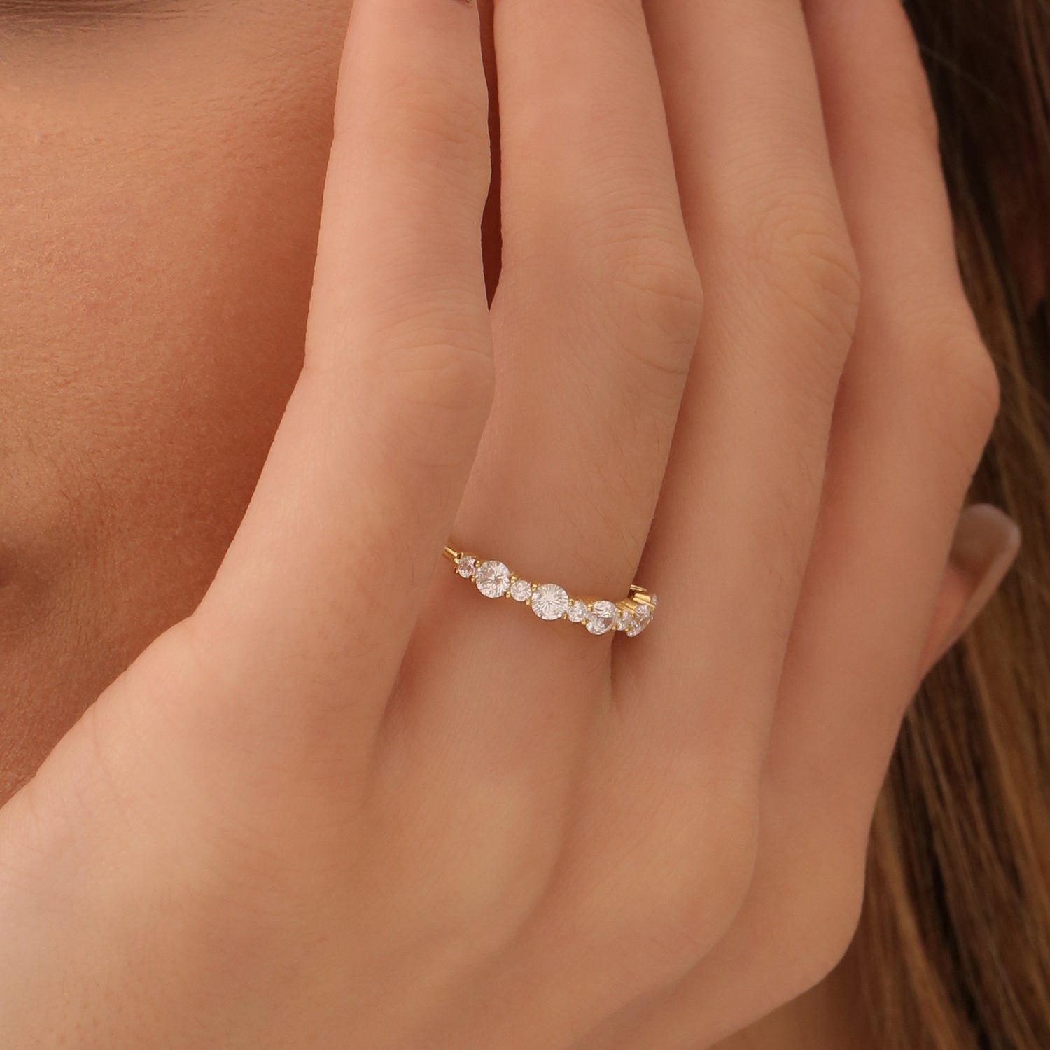OBFJ1492 - 14k Round Diamond Mix Size Anniversary Ring 5