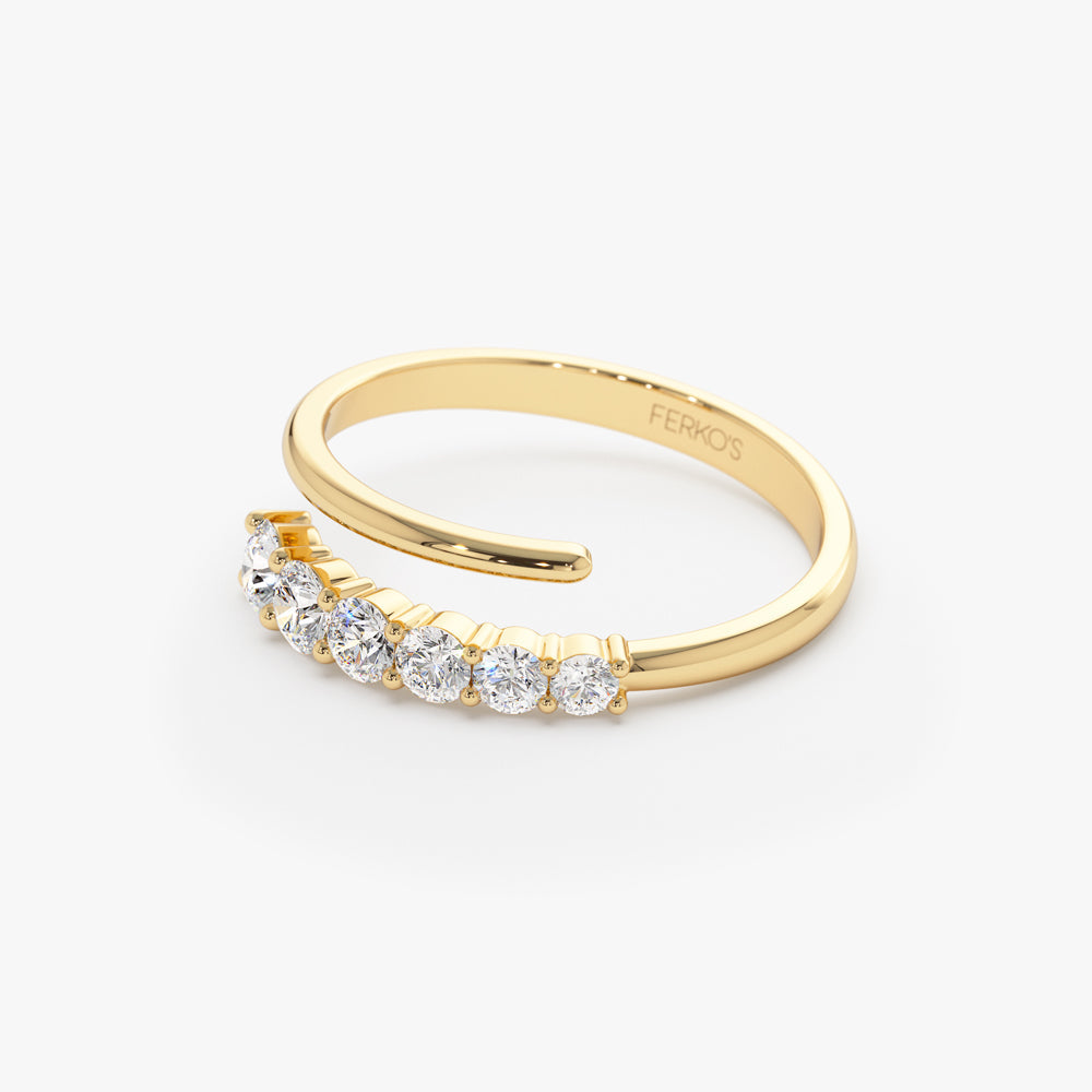 OBFJ1493 - 14k Unique Crossover Diamond Statement Ring 5