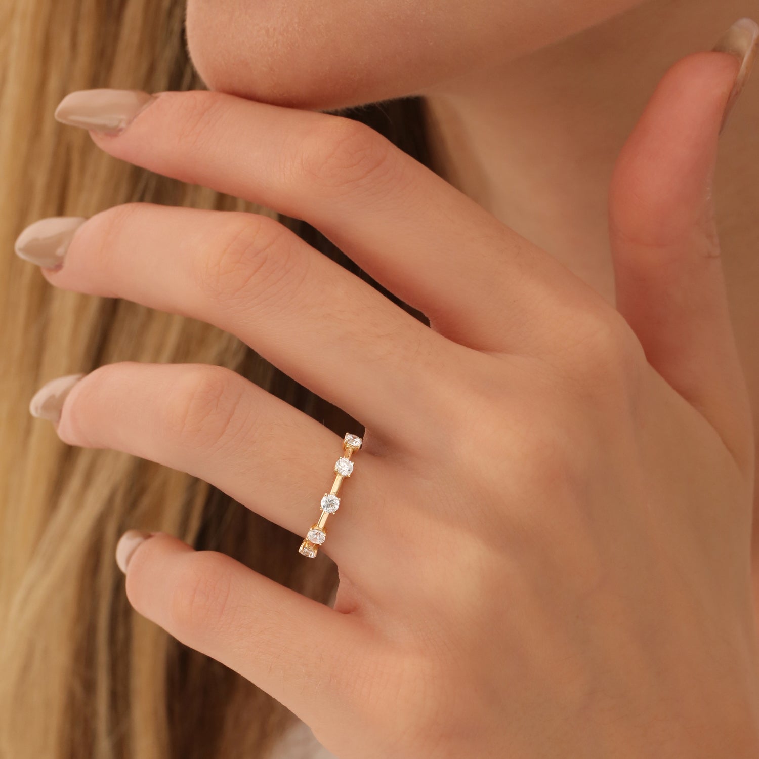 OBFJ0331 - 0.50 ctw 14k Five Stone Prong Setting Lab Grown Round Diamond Ring -Tessa 2