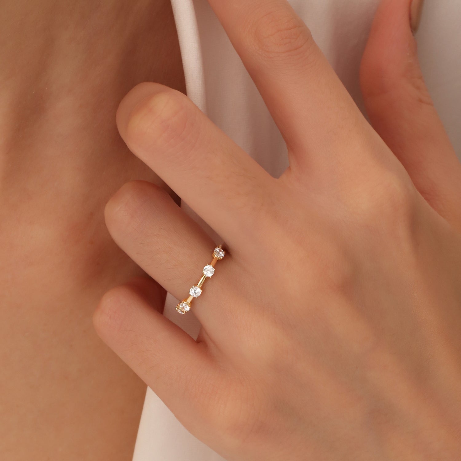 OBFJ1461 - 14k Five Stone Prong Setting Diamond Ring 0.50ctw 3